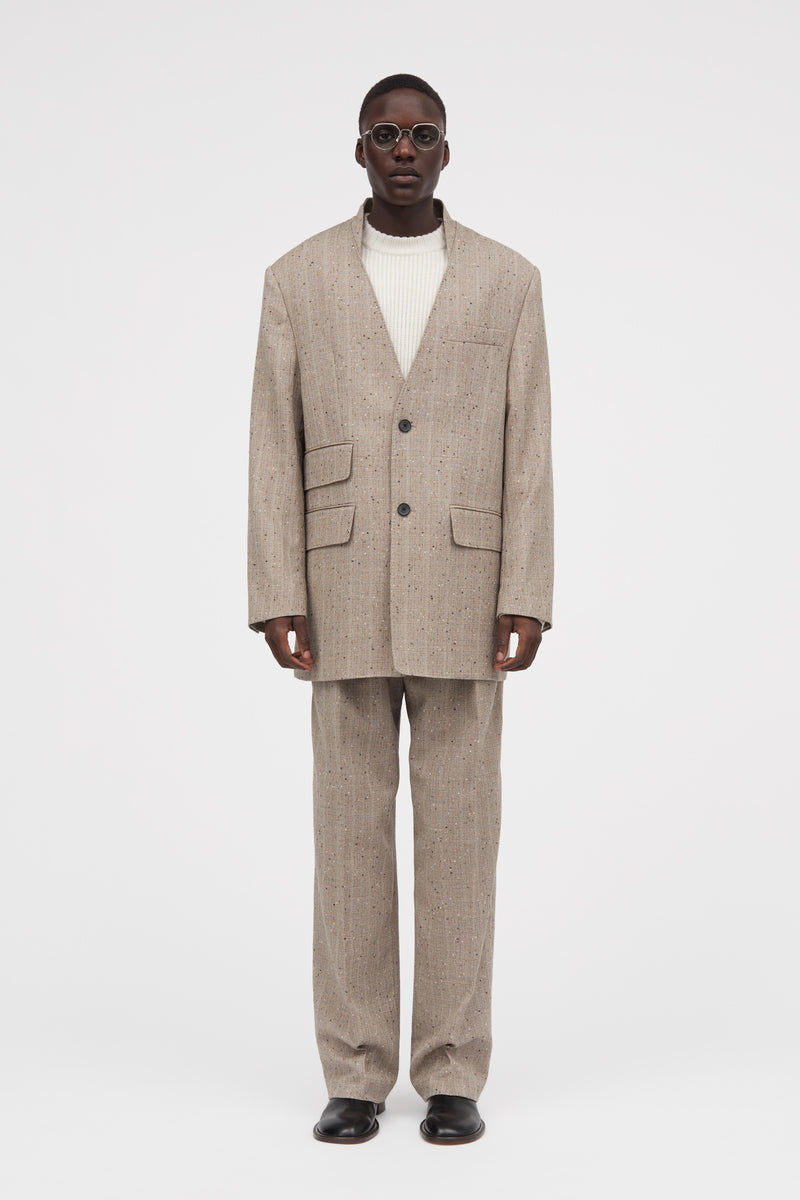 Mark Kenly Domino Tan Jens Speckled Thin Wool Jackets Brown Melange