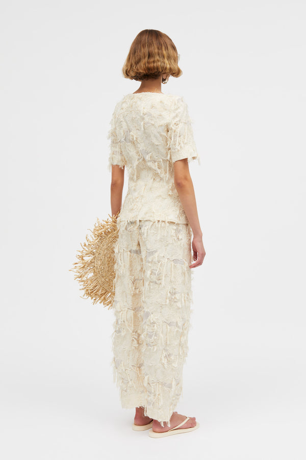 Mark Kenly Domino Tan Jihen-atelier Fringy Jacquard Jackets Creme