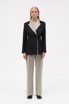 MKDT Studio Jorinda Thin Solid Wool Jackets BLACK