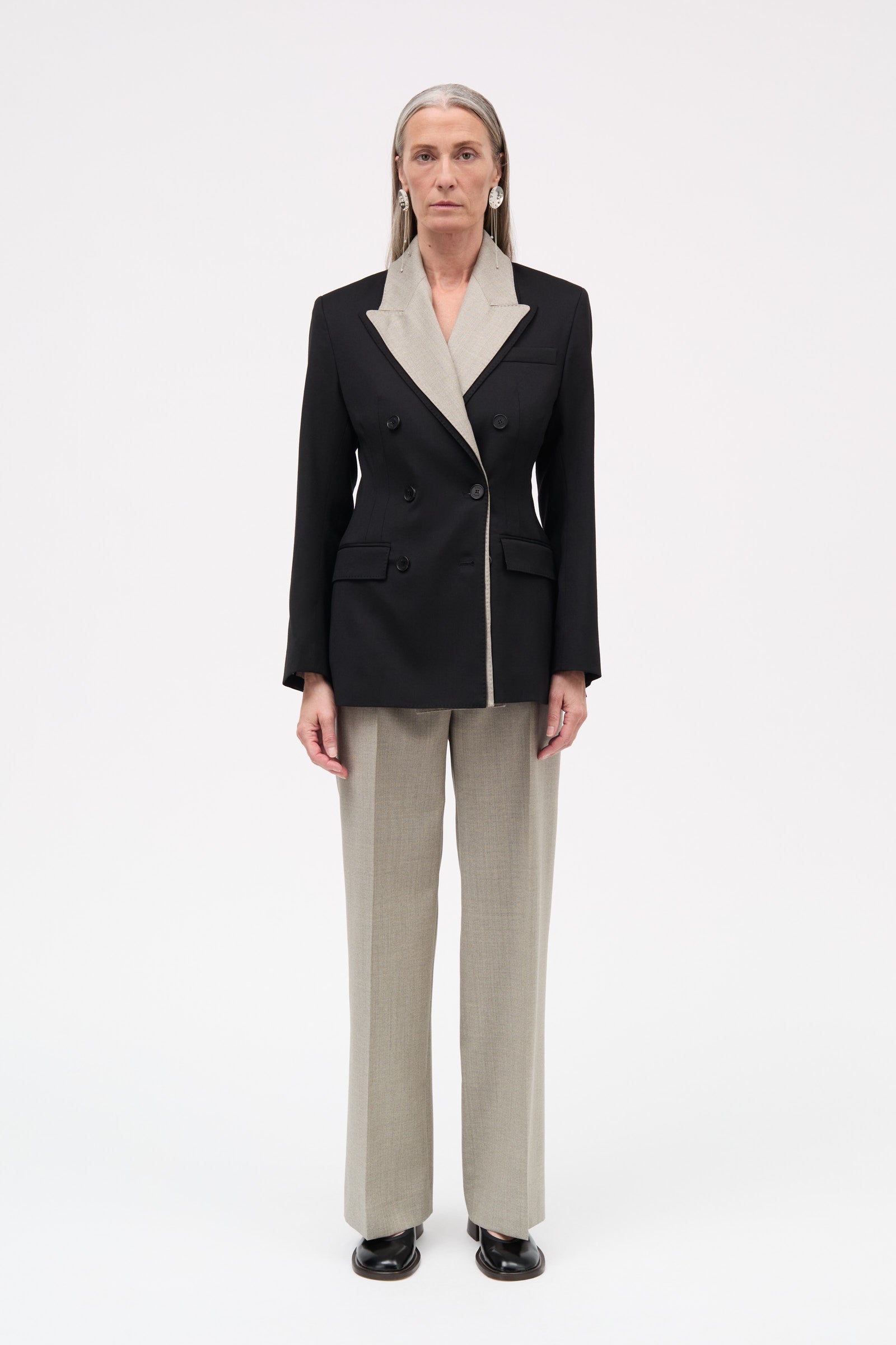MKDT Studio Jorinda Thin Solid Wool Jackets BLACK