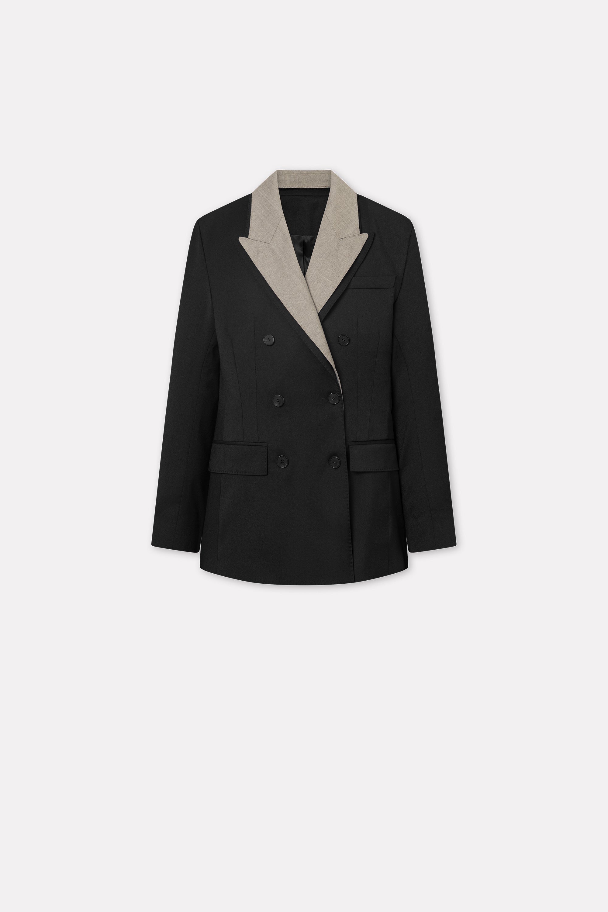 MKDT Studio Jorinda Thin Solid Wool Jackets BLACK