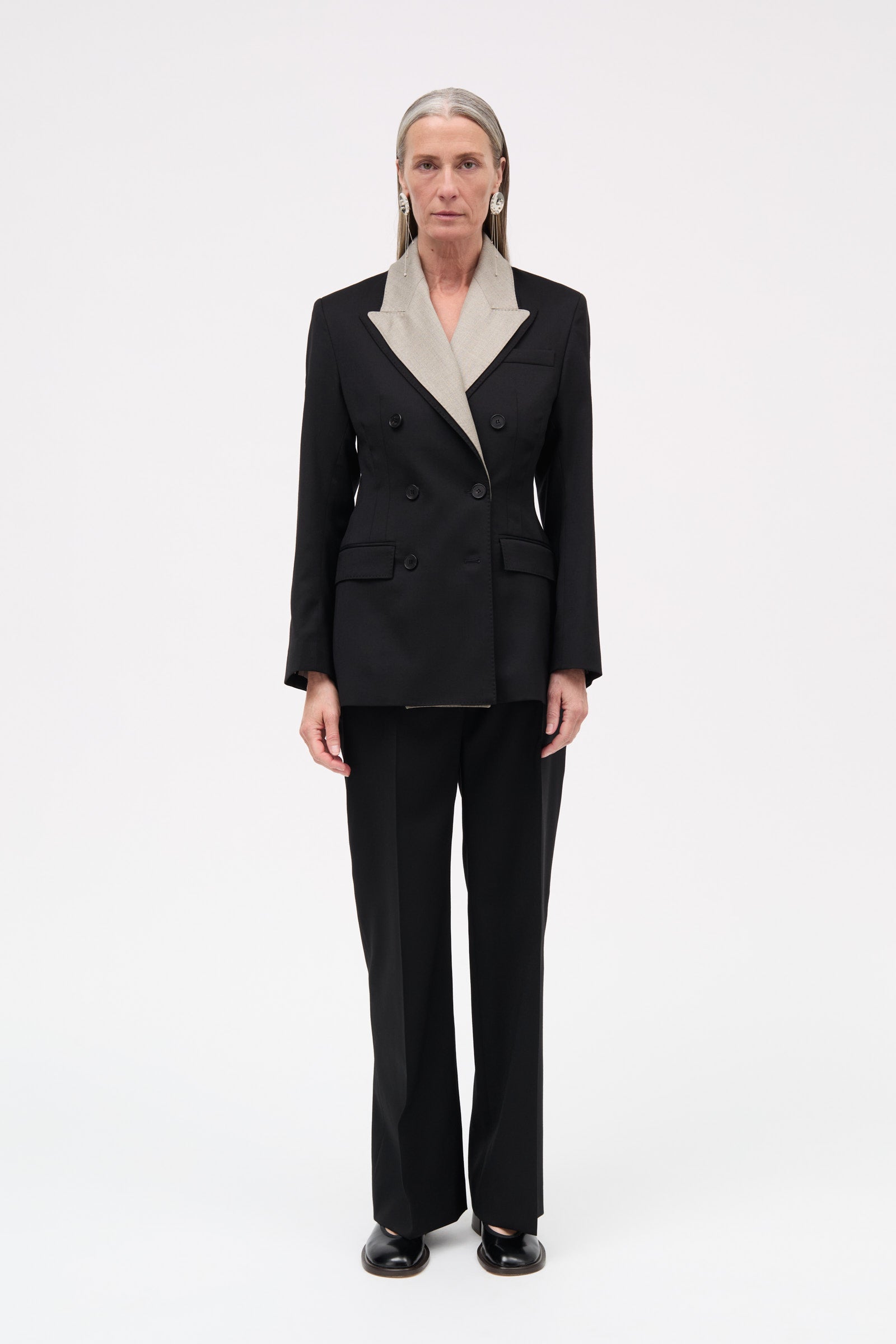 MKDT Studio Jorinda Thin Solid Wool Jackets BLACK