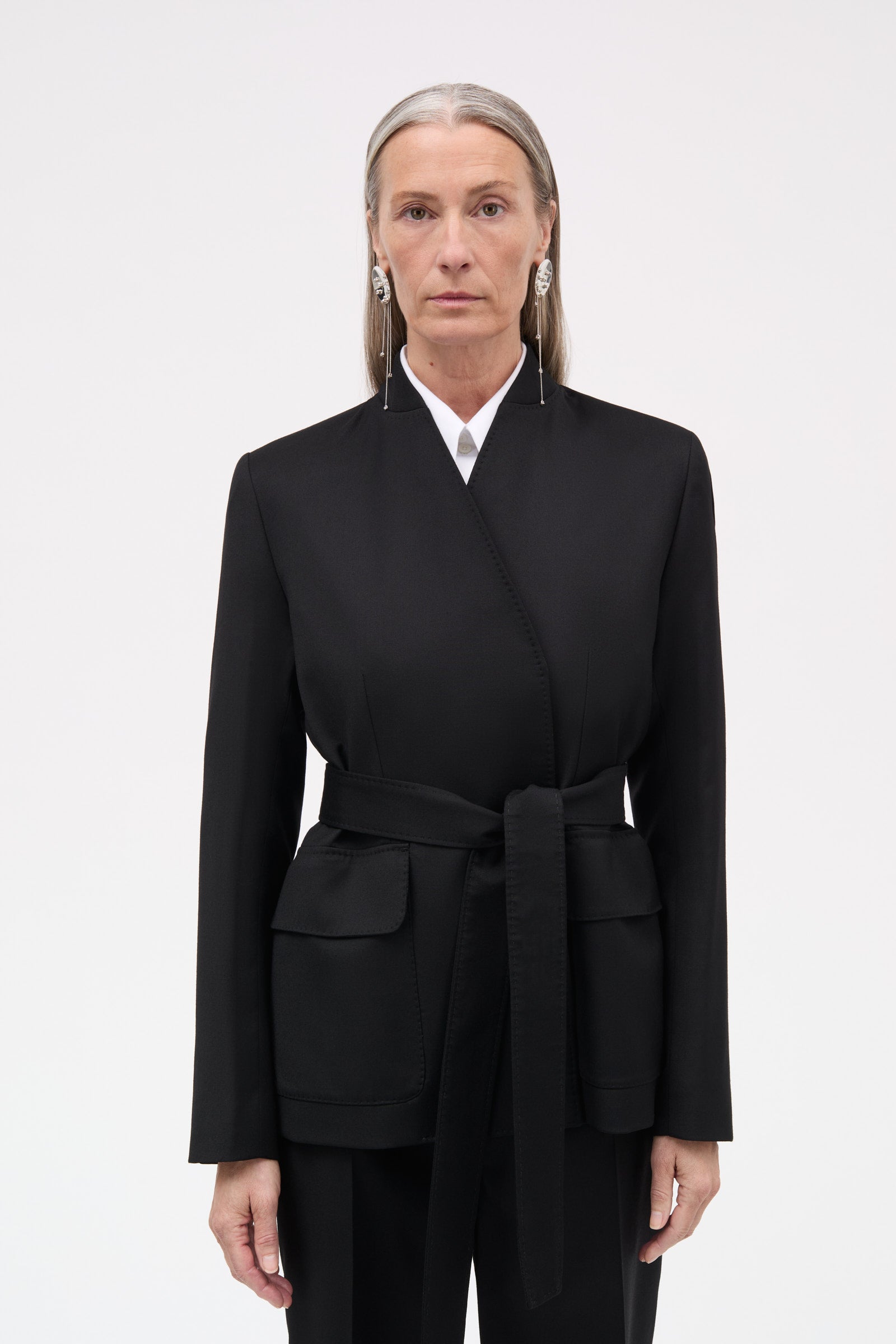 MKDT Studio Judy Thin Solid Wool Jackets BLACK