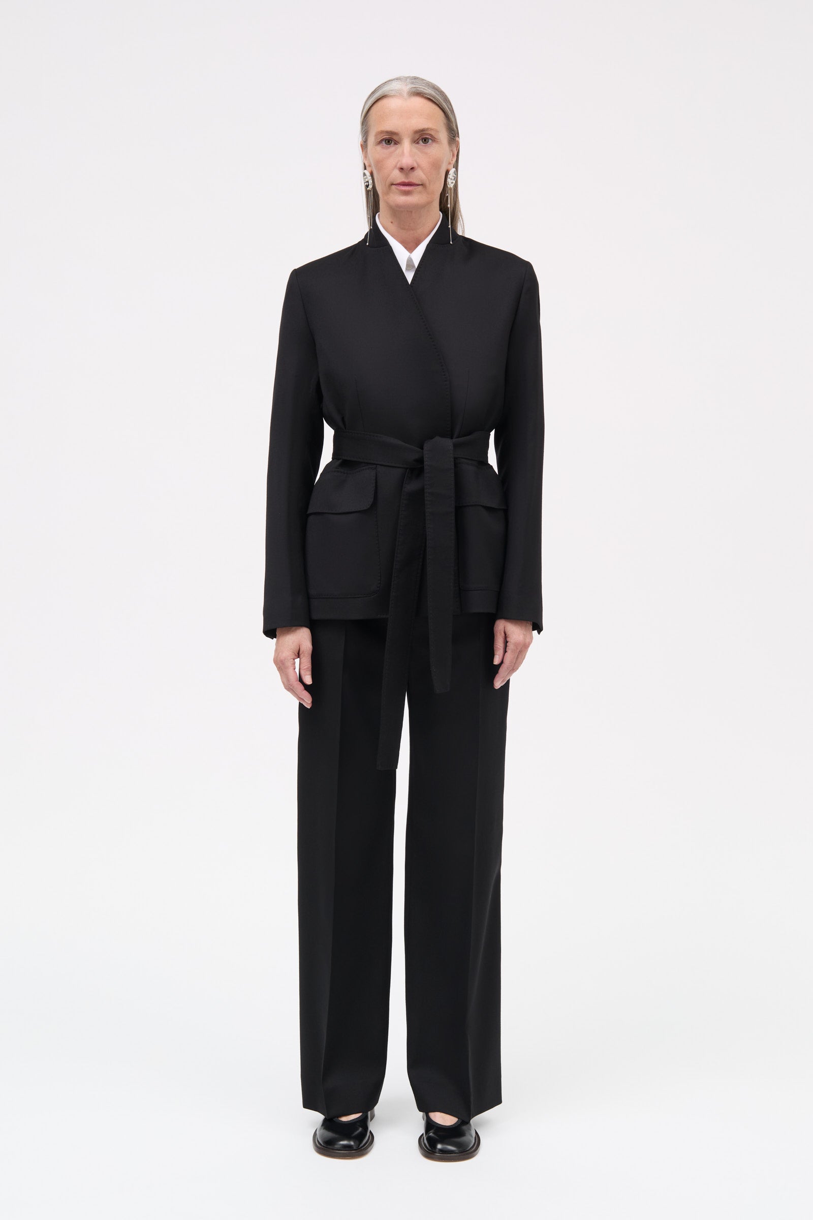 MKDT Studio Judy Thin Solid Wool Jackets BLACK
