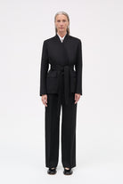MKDT Studio Judy Thin Solid Wool Jackets BLACK