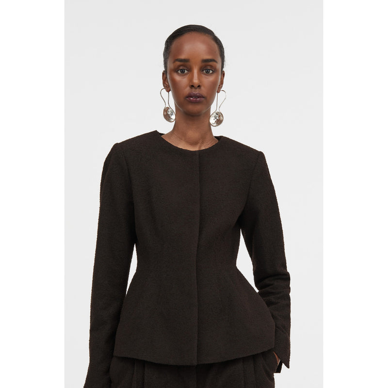 Mark Kenly Domino Tan Julienne-atelier Wool Boucle Jackets DARK BROWN