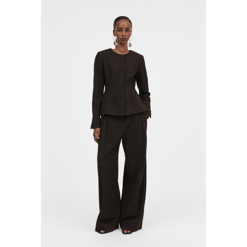 Mark Kenly Domino Tan Julienne-atelier Wool Boucle Jackets DARK BROWN
