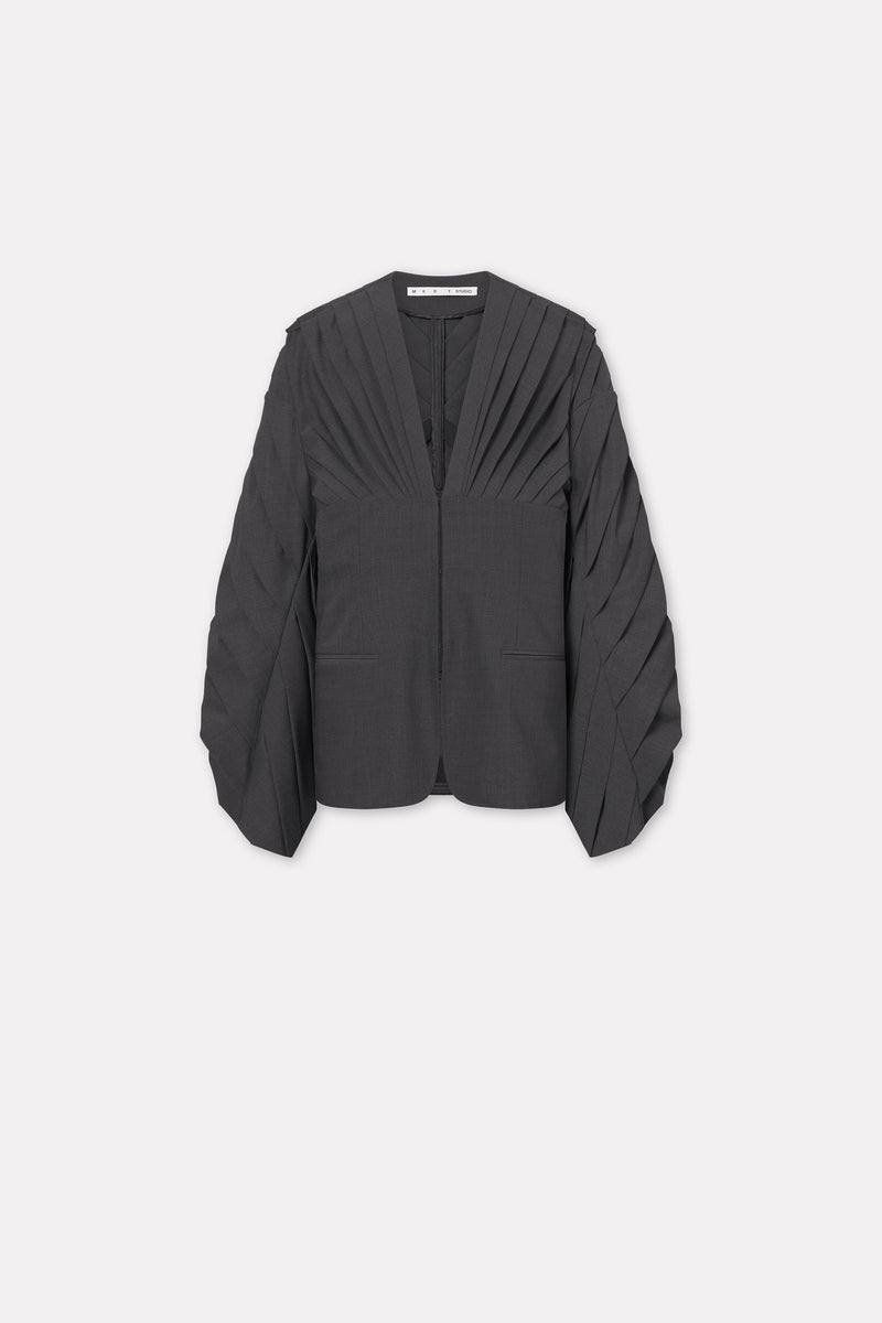 MKDT Studio Juno-atelier Thin Wool Melange Jackets DARK GREY MELANGE