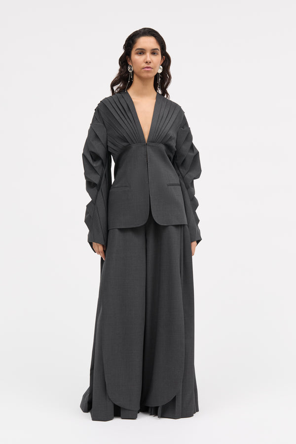 MKDT Studio Juno-atelier Thin Wool Melange Jackets DARK GREY MELANGE