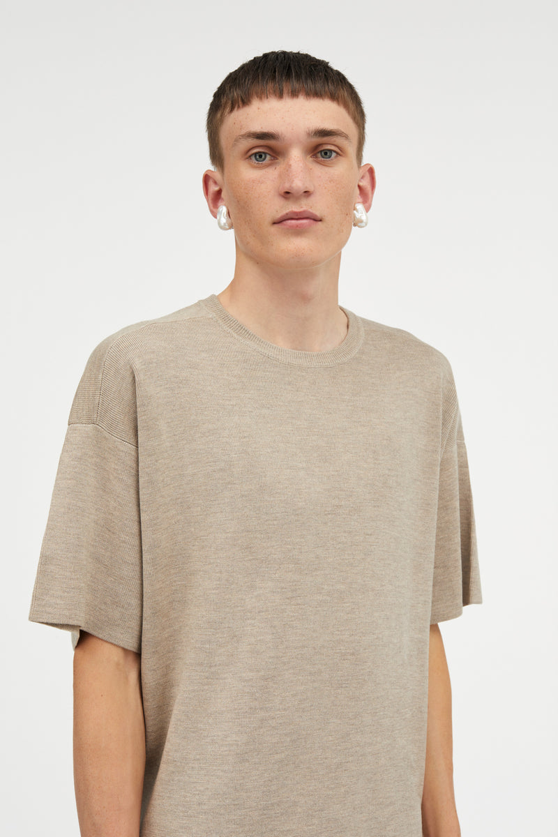 Mark Kenly Domino Tan Kai Merino Sweater LIGHT BROWN