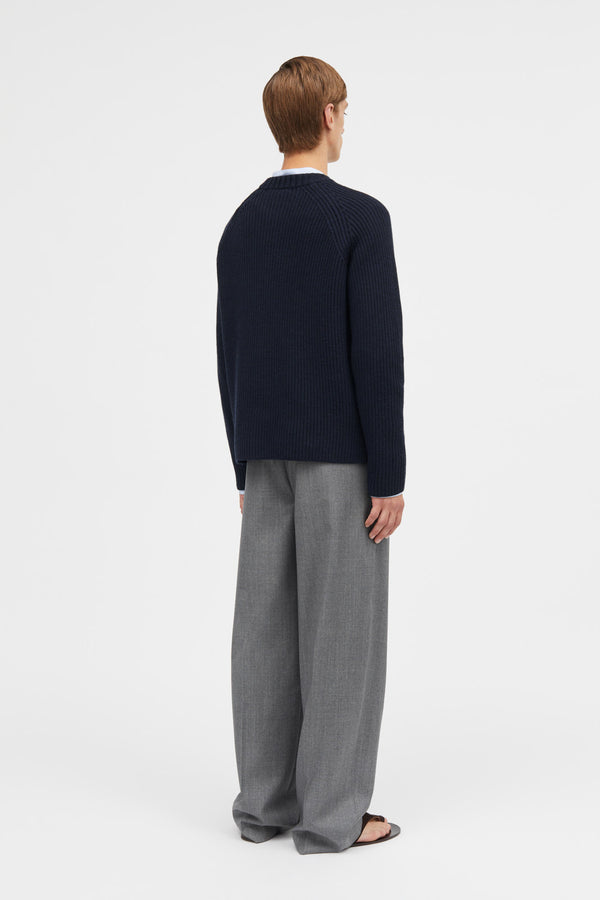 Mark Kenly Domino Tan Kaleb Merino Sweater DARK NAVY