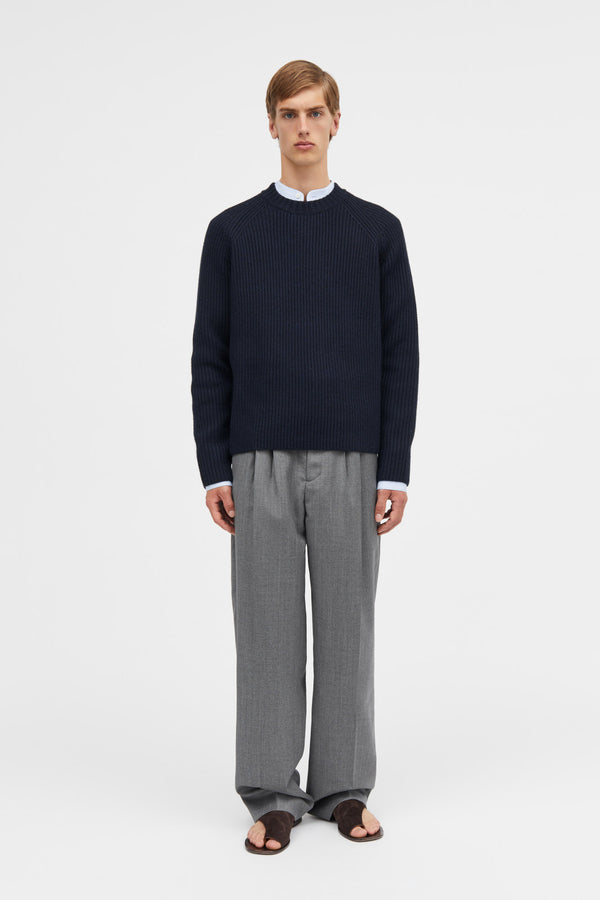Mark Kenly Domino Tan Kaleb Merino Sweater DARK NAVY