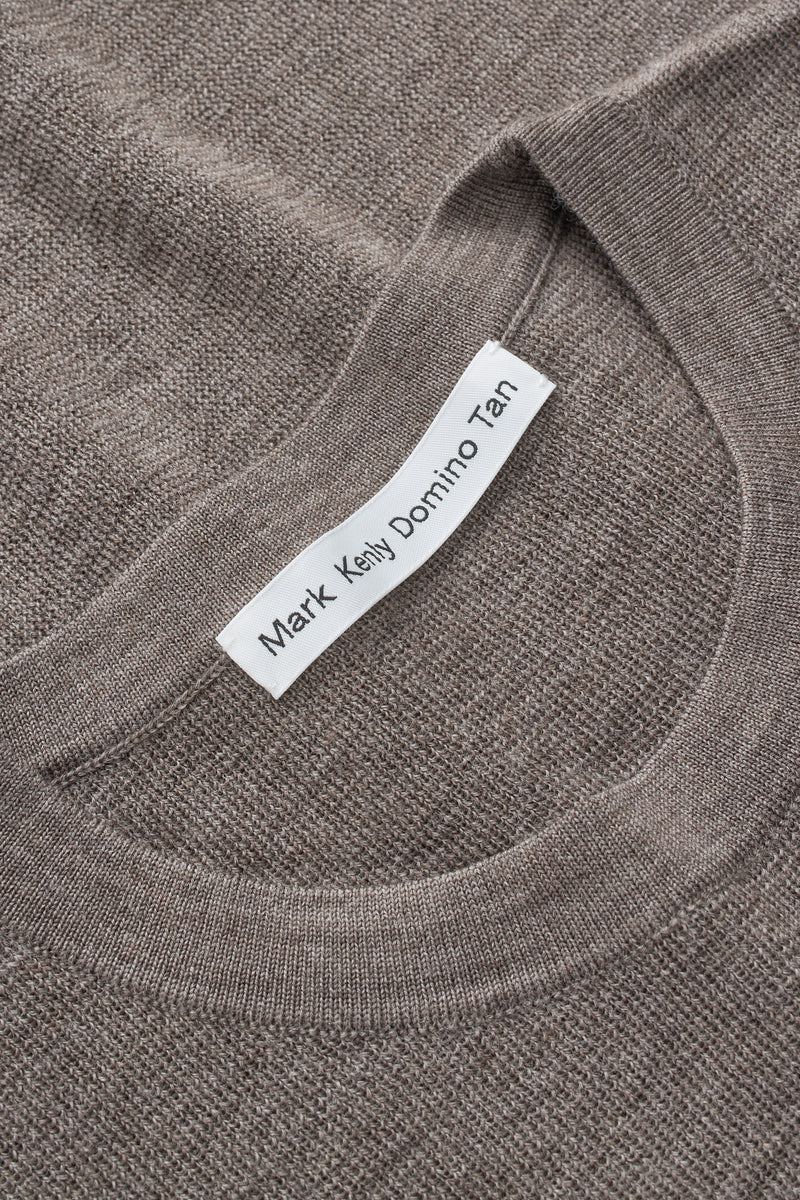 Mark Kenly Domino Tan Kamala Merino Sweater Brown Melange