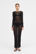 Mark Kenly Domino Tan Kamila Thin Knit Dresses BLACK