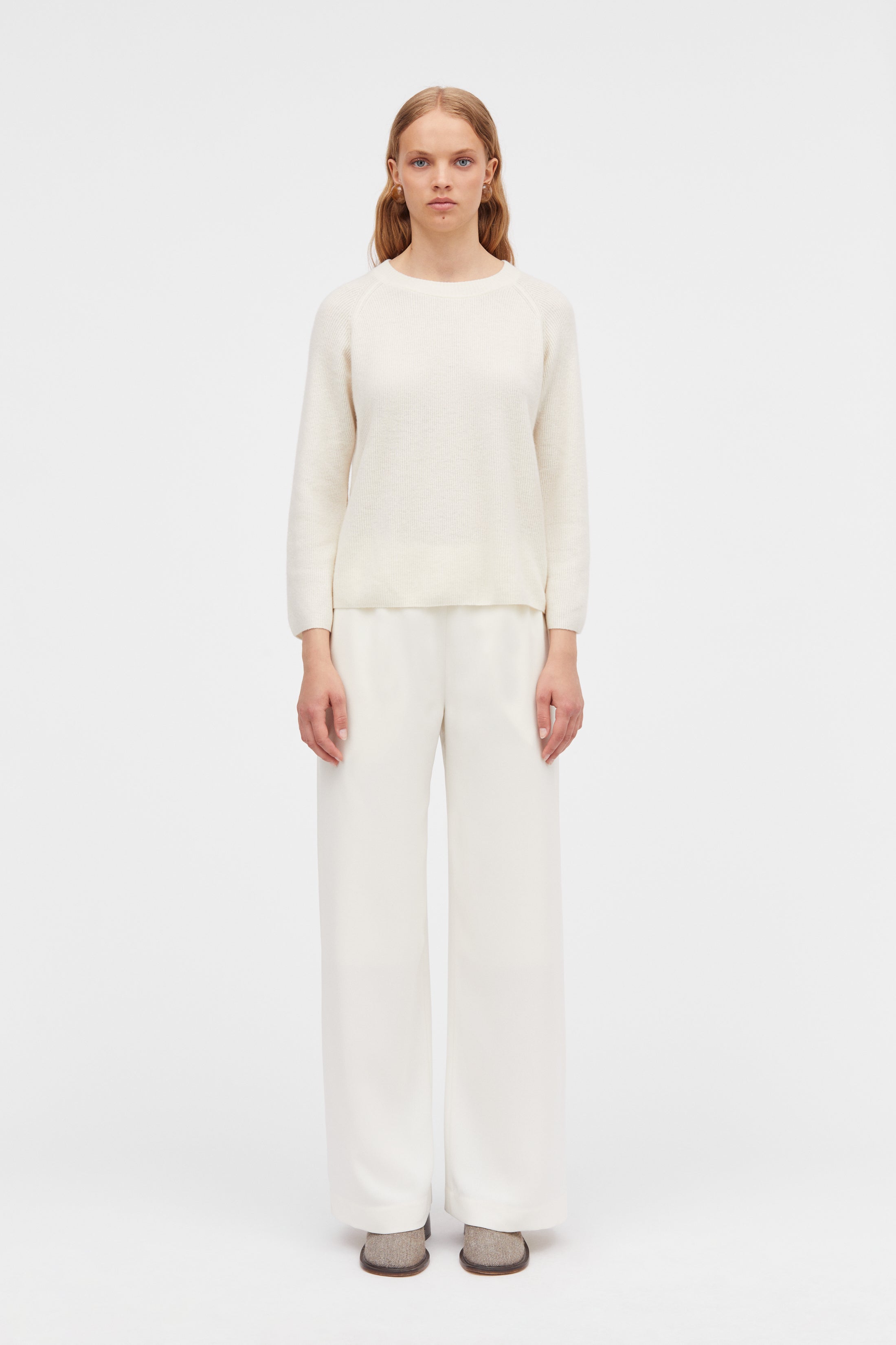 Mark Kenly Domino Tan Karin Cashmere Sweater IVORY