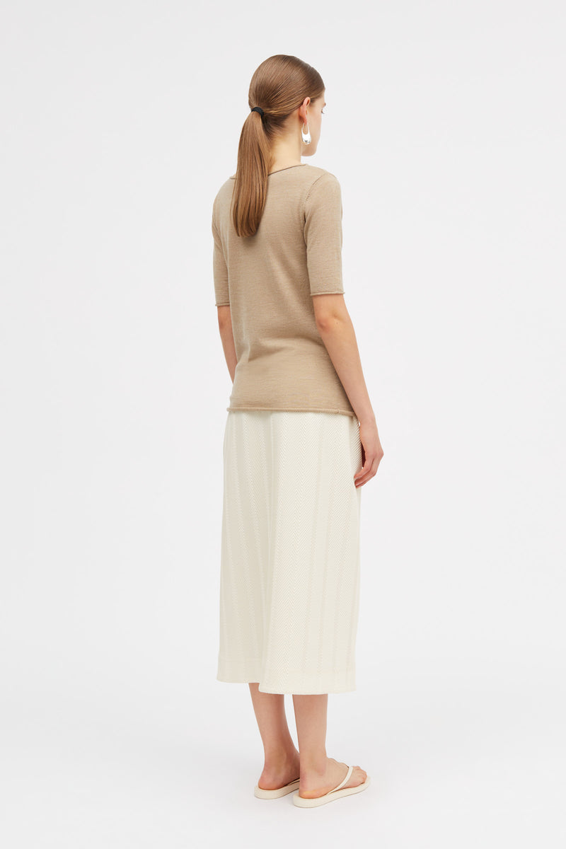 Mark Kenly Domino Tan Kobi Merino Sweater LIGHT WOOD MELANGE