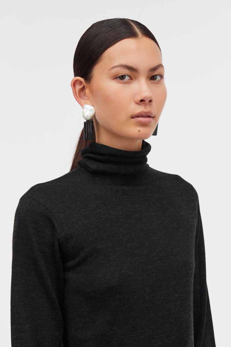 Mark Kenly Domino Tan Korinella Merino Sweater BLACK MELANGE
