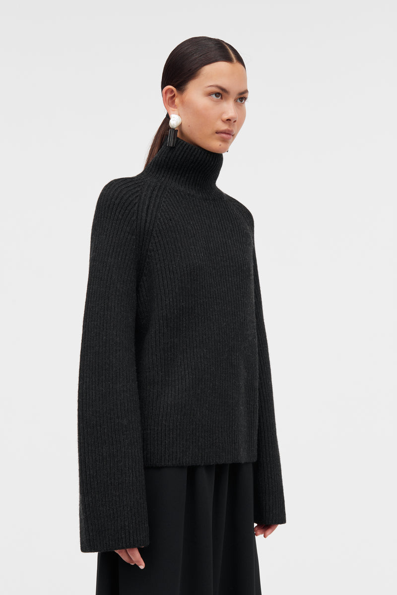 MKDT Studio Kornelle Medium Chunky Merino Sweater BLACK MELANGE
