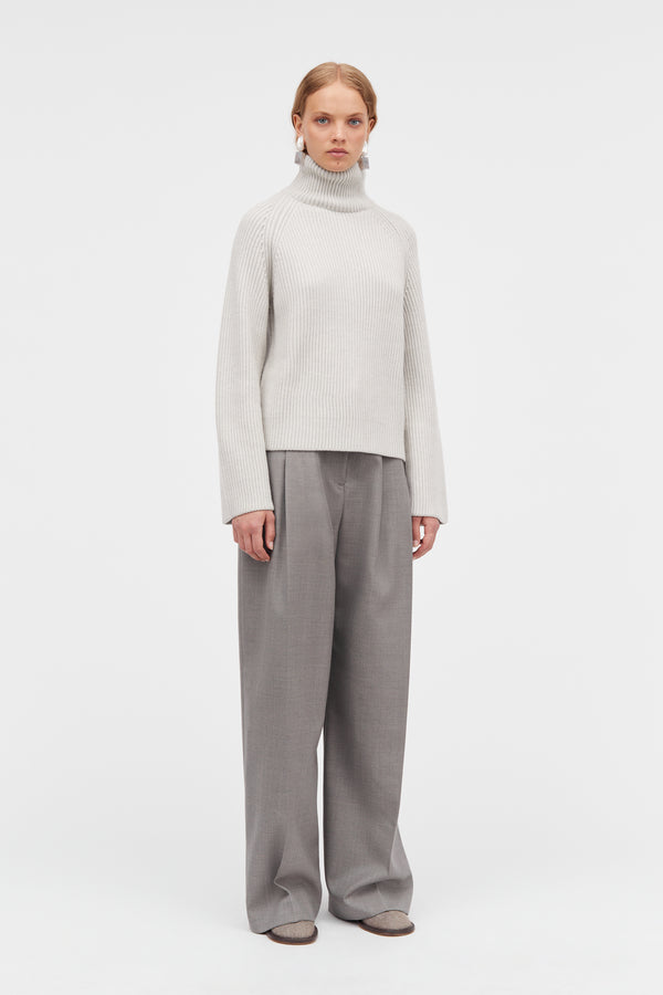 MKDT Studio Kornelle Medium Chunky Merino Sweater LIGHT GREY MELANGE