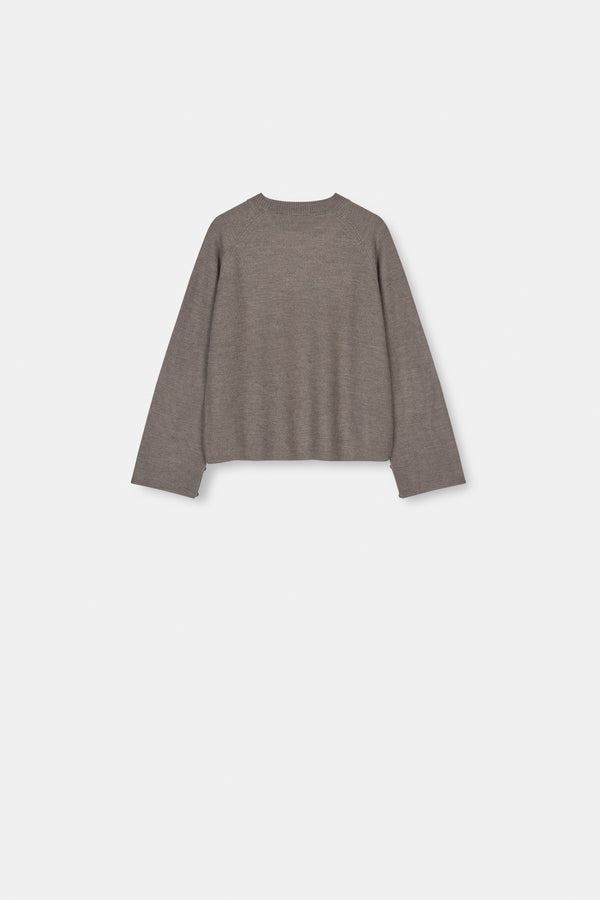 Mark Kenly Domino Tan Ksenia Merino Sweater Brown Melange