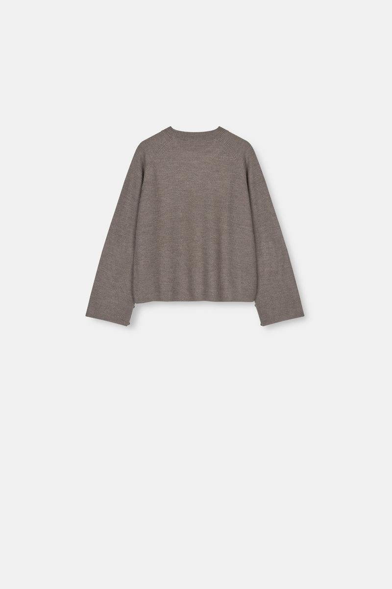 Mark Kenly Domino Tan Ksenia Merino Sweater Brown Melange