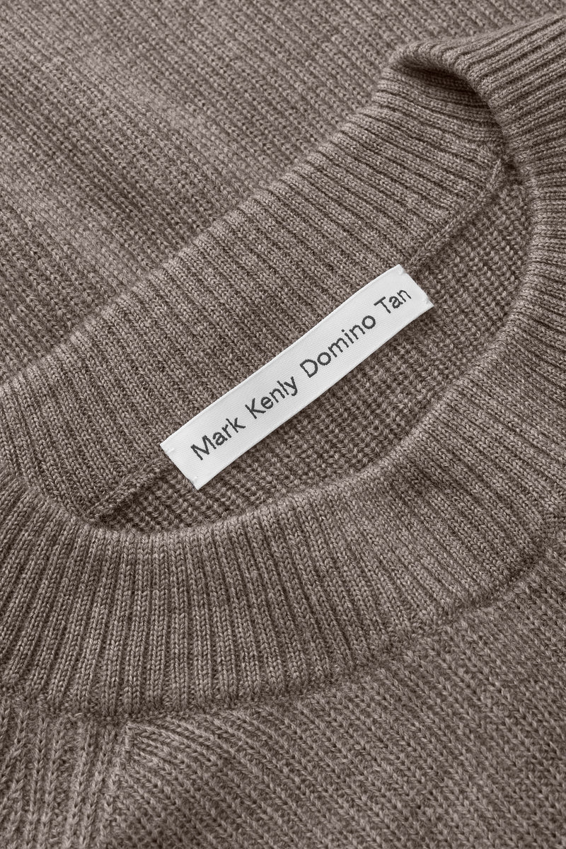 Mark Kenly Domino Tan Ksenia Merino Sweater Brown Melange