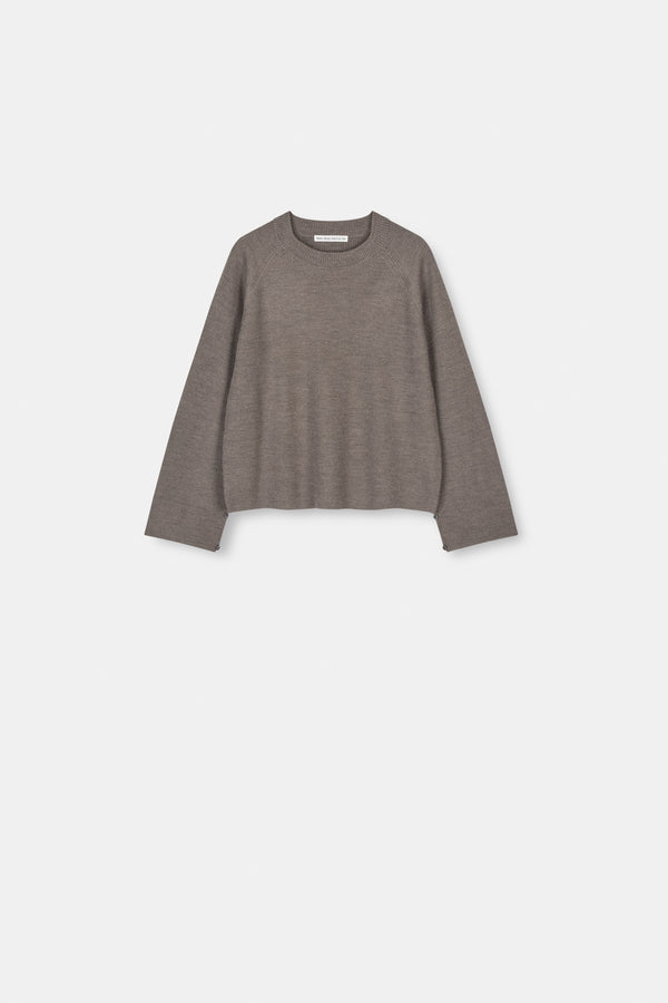 Mark Kenly Domino Tan Ksenia Merino Sweater Brown Melange