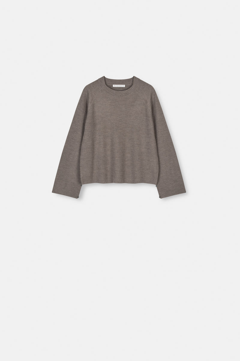 Mark Kenly Domino Tan Ksenia Merino Sweater Brown Melange