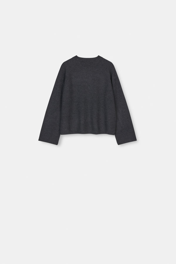 Mark Kenly Domino Tan Ksenia Merino Sweater DARK GREY MELANGE