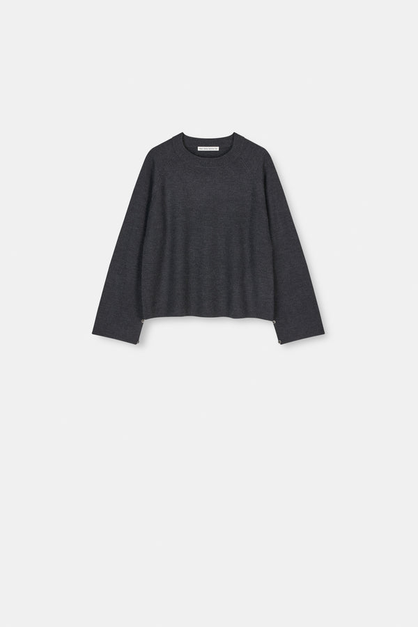 Mark Kenly Domino Tan Ksenia Merino Sweater DARK GREY MELANGE