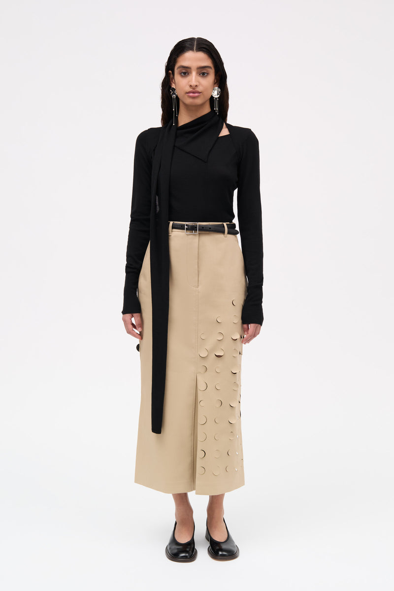 MKDT Studio Nara Bonded Cotton Poly Skirts BEIGE