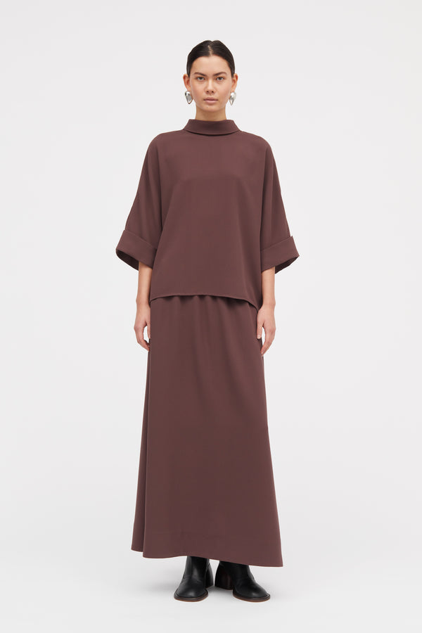 MKDT Studio Nasha Crepe Georgette Skirts BURGUNDY