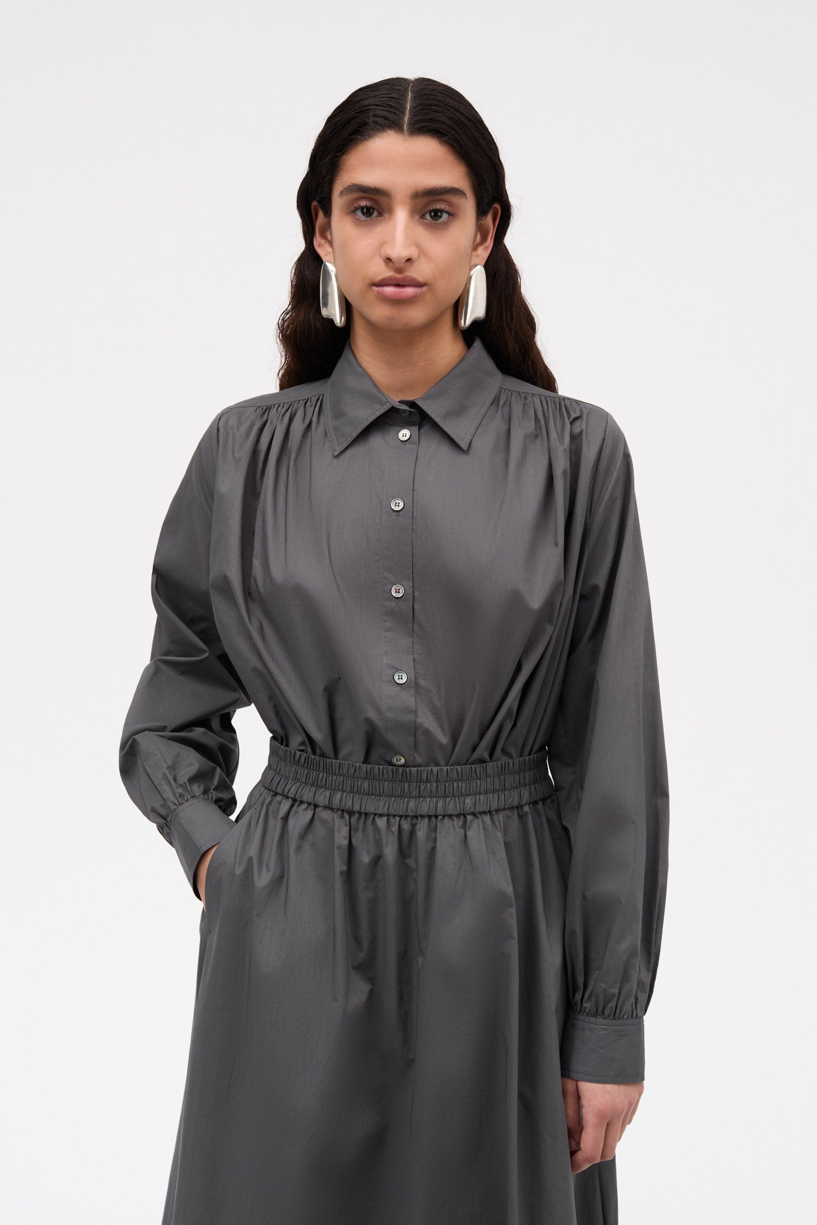 Mark Kenly Domino Tan Nasha Sheer Cotton Organic Skirts ANTRACIT