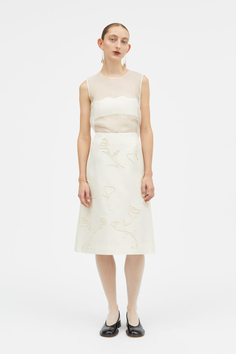 Mark Kenly Domino Tan Natalya-atelier Silk Wool Twill Skirts IVORY