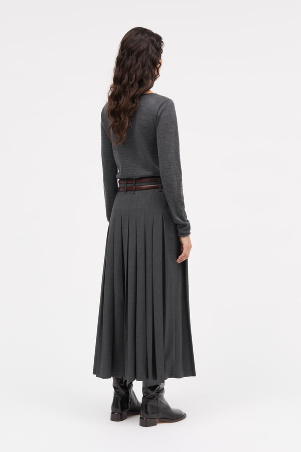 MKDT Studio Neris-atelier Thin Wool Melange Skirts DARK GREY MELANGE