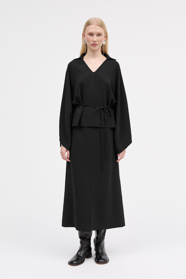 MKDT Studio Nora Crepe Georgette Skirts BLACK