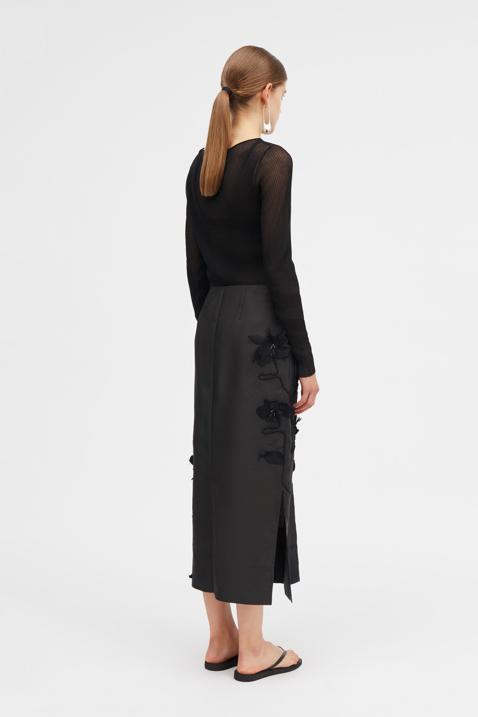 Mark Kenly Domino Tan Noshie-atelier Silk Wool Twill Skirts BLACK