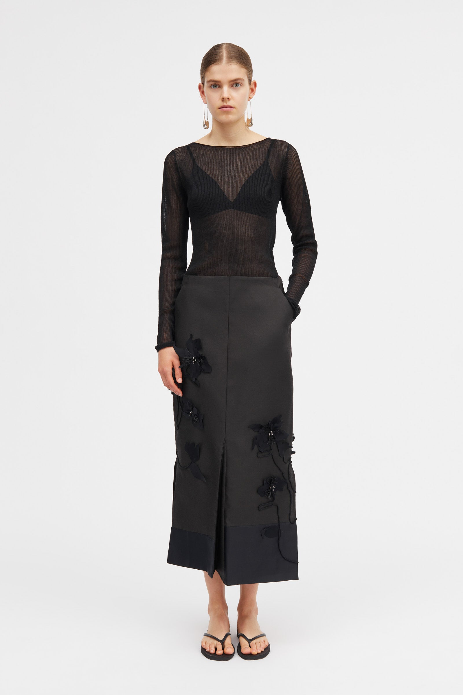 Mark Kenly Domino Tan Noshie-atelier Silk Wool Twill Skirts BLACK