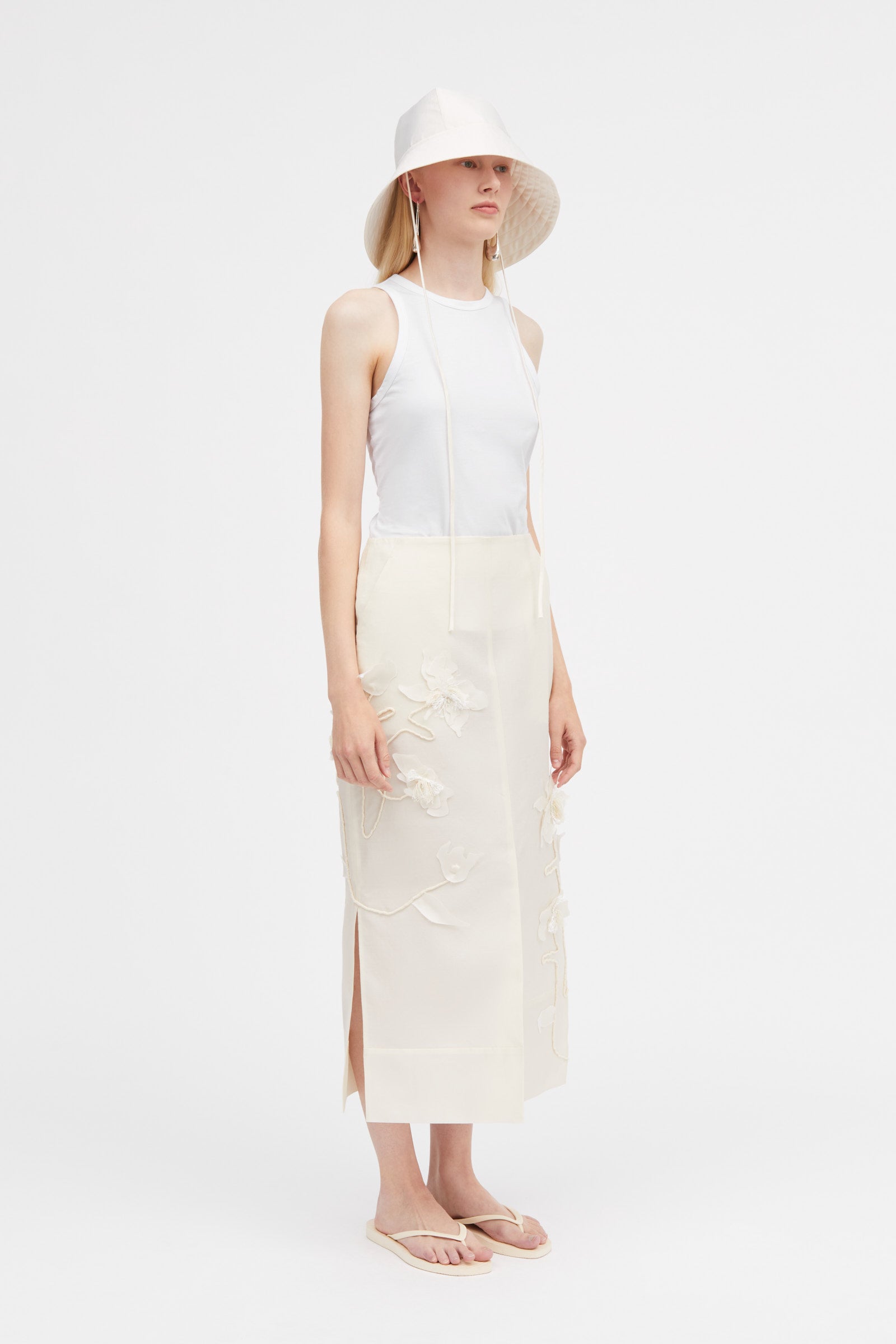 Mark Kenly Domino Tan Noshie-atelier Silk Wool Twill Skirts IVORY