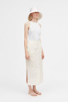 Mark Kenly Domino Tan Noshie-atelier Silk Wool Twill Skirts IVORY