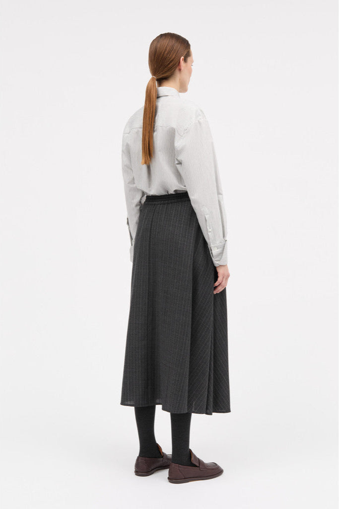 MKDT Studio Nosika Pinstripe Light Wool Skirts DARK GREY