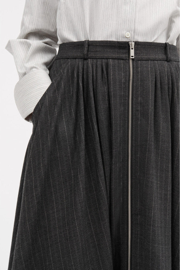 MKDT Studio Nosika Pinstripe Light Wool Skirts DARK GREY