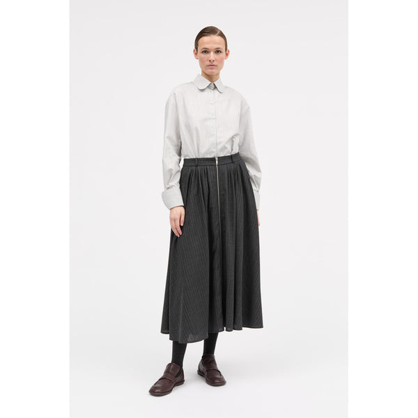MKDT Studio Nosika Pinstripe Light Wool Skirts DARK GREY