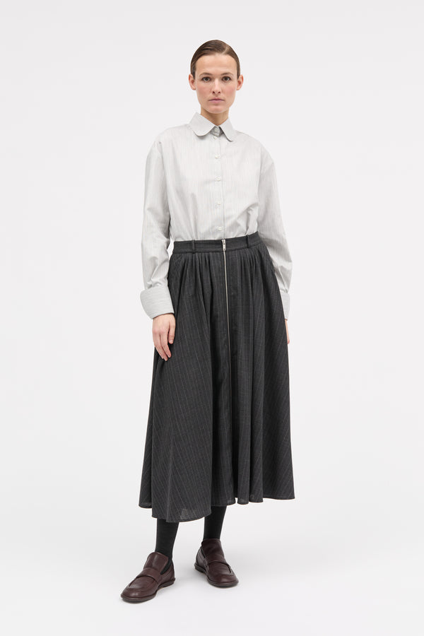 MKDT Studio Nosika Pinstripe Light Wool Skirts DARK GREY