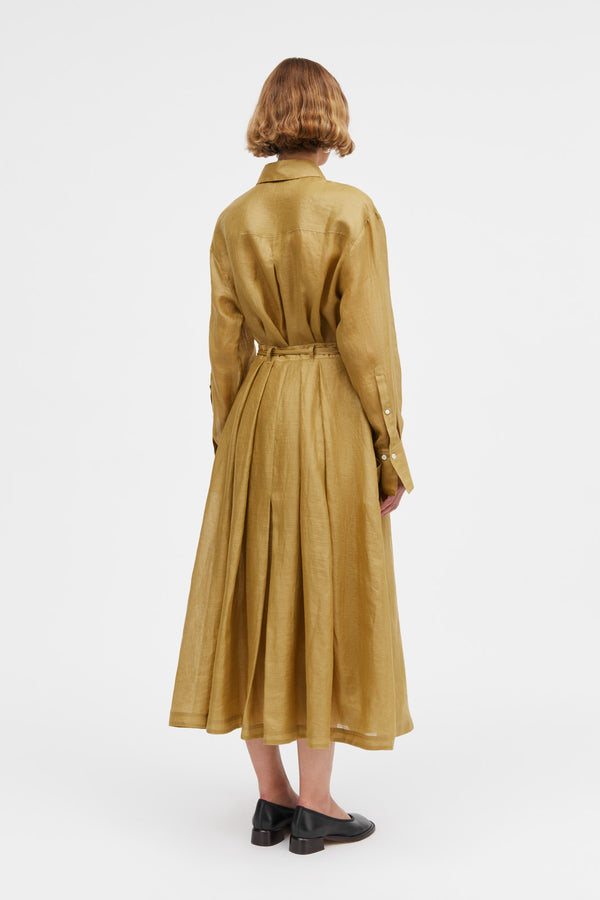 Mark Kenly Domino Tan Nova Light Ramie Skirts GOLD OLIVE