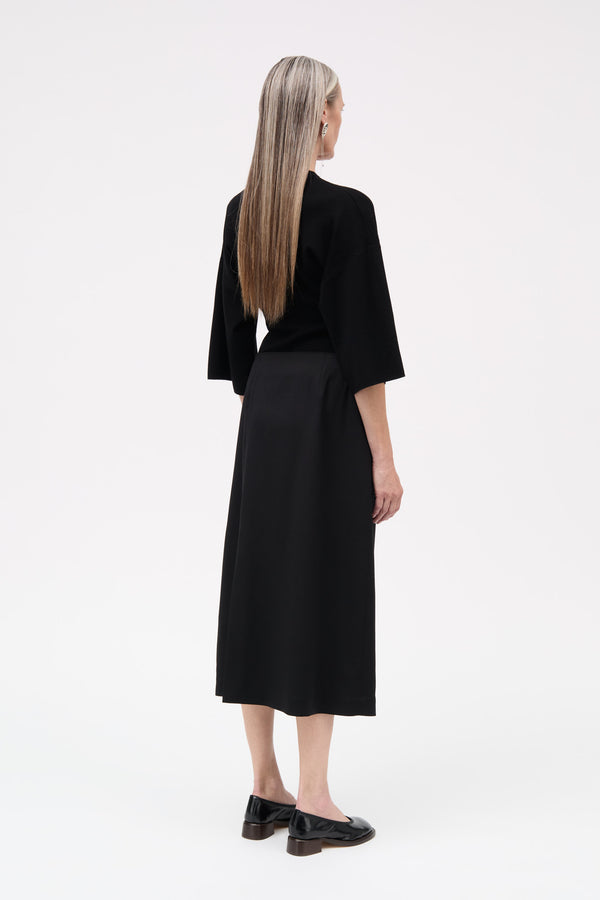 MKDT Studio Novy Thin Solid Wool Skirts BLACK