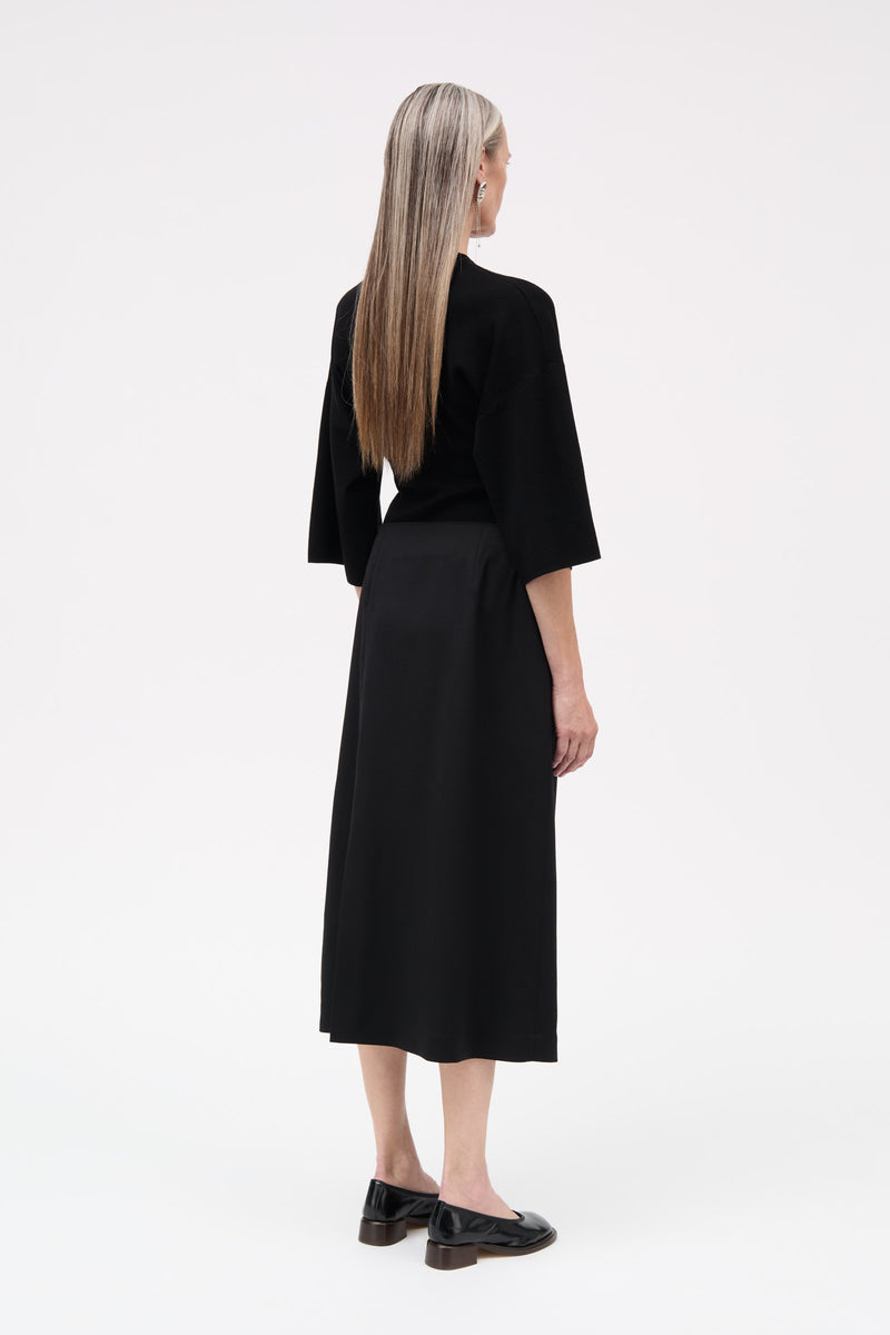 MKDT Studio Novy Thin Solid Wool Skirts BLACK
