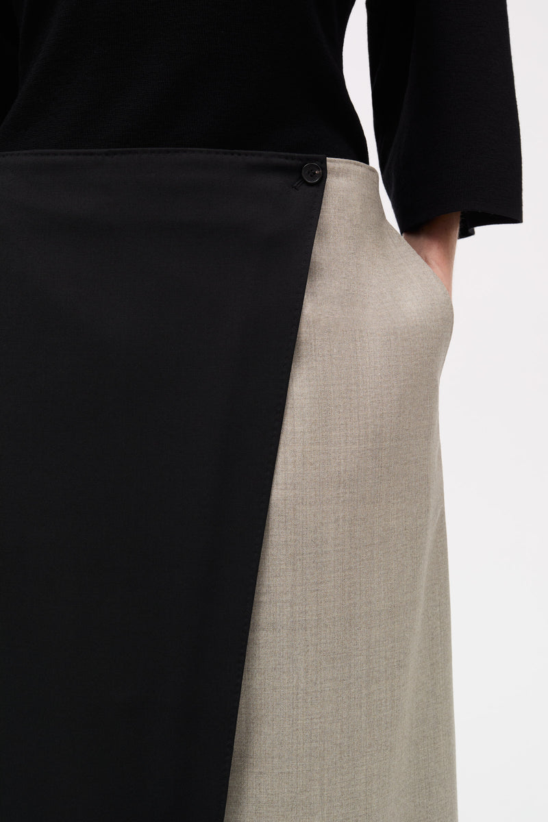 MKDT Studio Novy Thin Solid Wool Skirts BLACK