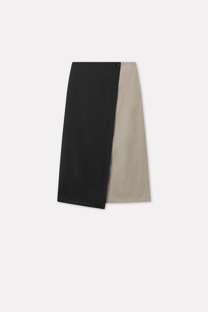 MKDT Studio Novy Thin Solid Wool Skirts BLACK
