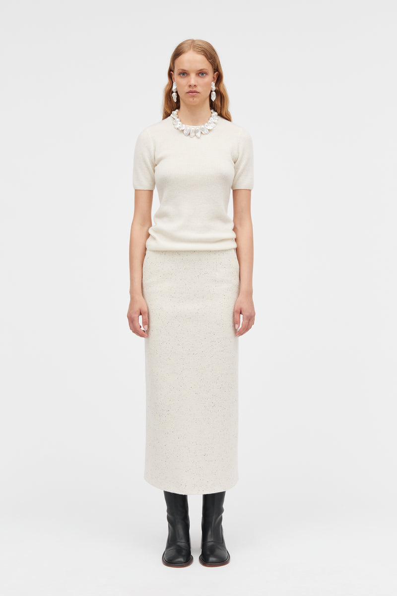 Mark Kenly Domino Tan Nuri Cotton Wool Dupioni Skirts IVORY